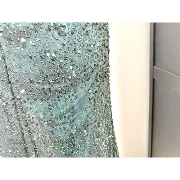 Lush by Jasz Couture Dress Green Sequin Beaded Gown Sz 6 Retail $400 - Picture 8 of 13